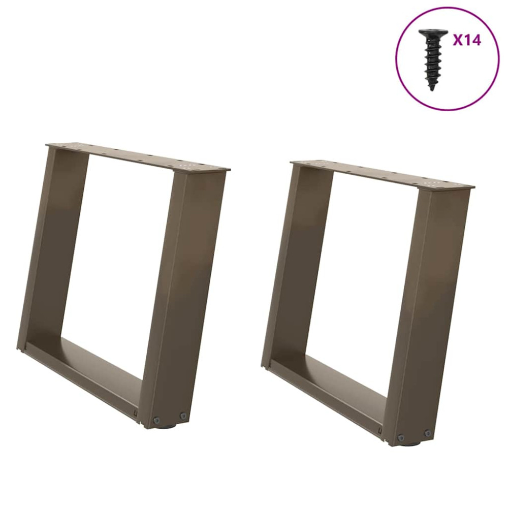 Produktbild för Soffbordsben U-formade 2 st naturstål 70x(42-43) cm stål