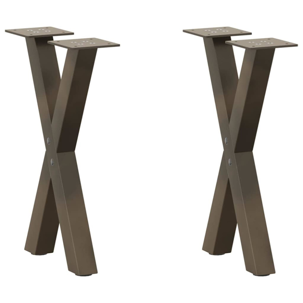 Produktbild för Soffbordsben X-formade 2 st naturstål 38x(42-43) cm stål