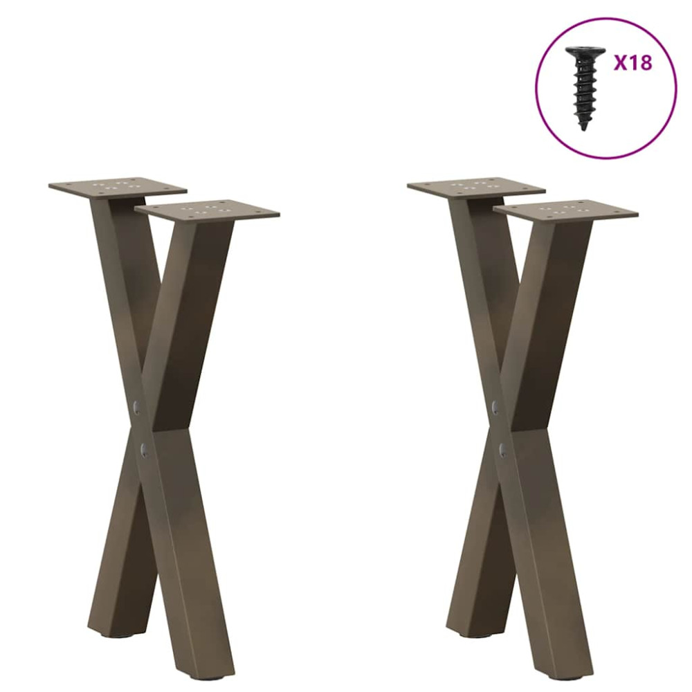 Produktbild för Soffbordsben X-formade 2 st naturstål 38x(42-43) cm stål