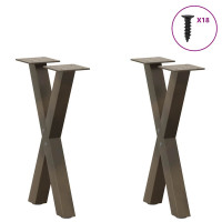 Produktbild för Soffbordsben X-formade 2 st naturstål 38x(42-43) cm stål