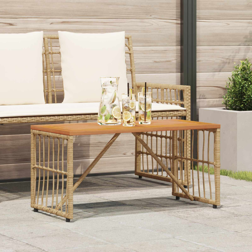 Produktbild för Utomhusbord Naturfärg 80 x 40 x 40 cm Stål och poly rattan