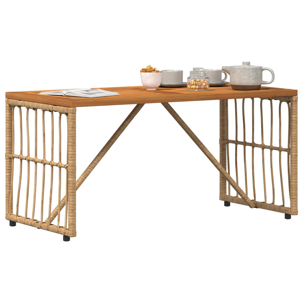 Produktbild för Utomhusbord Naturfärg 80 x 40 x 40 cm Stål och poly rattan