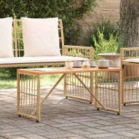 Produktbild för Utomhusbord Naturfärg 80 x 40 x 40 cm Stål och poly rattan