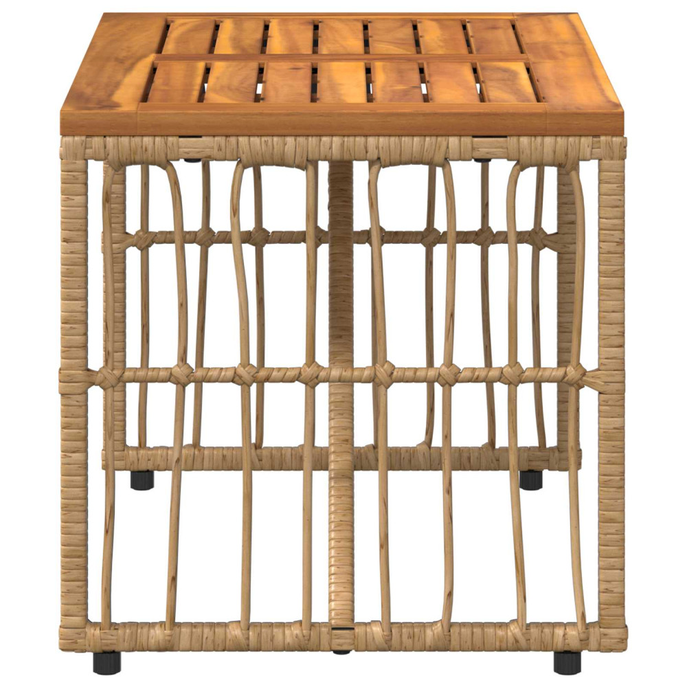 Produktbild för Utomhusbord Naturfärg 80 x 40 x 40 cm Stål och poly rattan