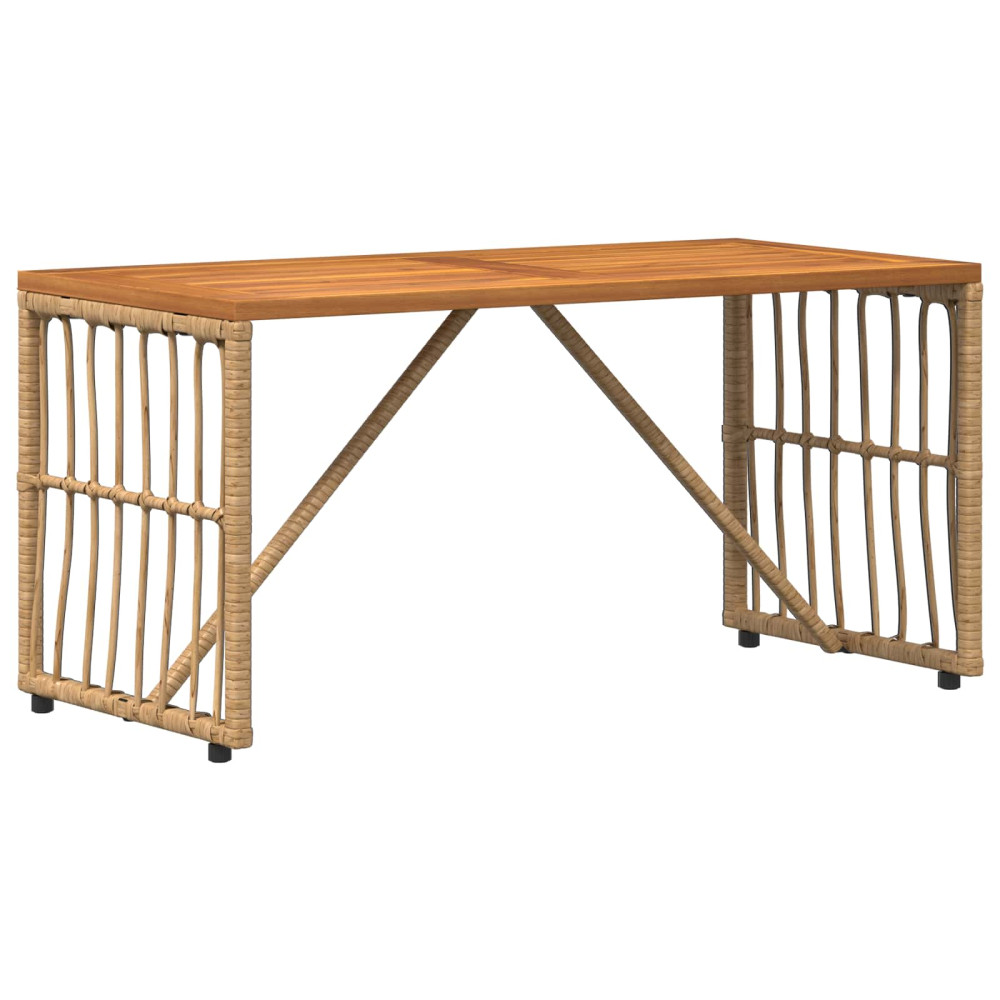 Produktbild för Utomhusbord Naturfärg 80 x 40 x 40 cm Stål och poly rattan