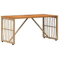 Produktbild för Utomhusbord Naturfärg 80 x 40 x 40 cm Stål och poly rattan