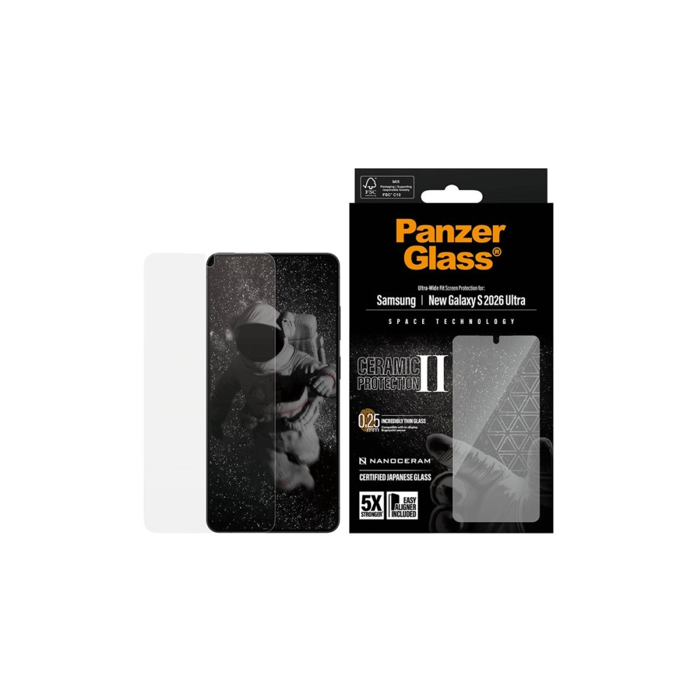 Produktbild för PanzerGlass - skärmskydd för mobiltelefon - ultrabred passning med EasyAligner