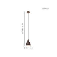 Produktbild för Eglo Priddy 1 - hängande lampa - E27 - Antik, koppar