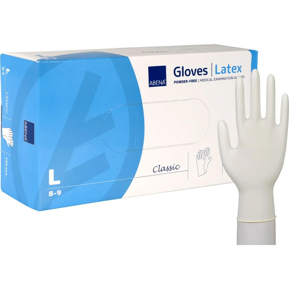 Produktbild för Undersökningshandske, ABENA Classic, L, natur, latex, puderf...
