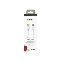 Produktbild för Sinox SOC04103, 3 m, USB A, USB B, USB 2.0, 0,48 Gbit/s, Vit
