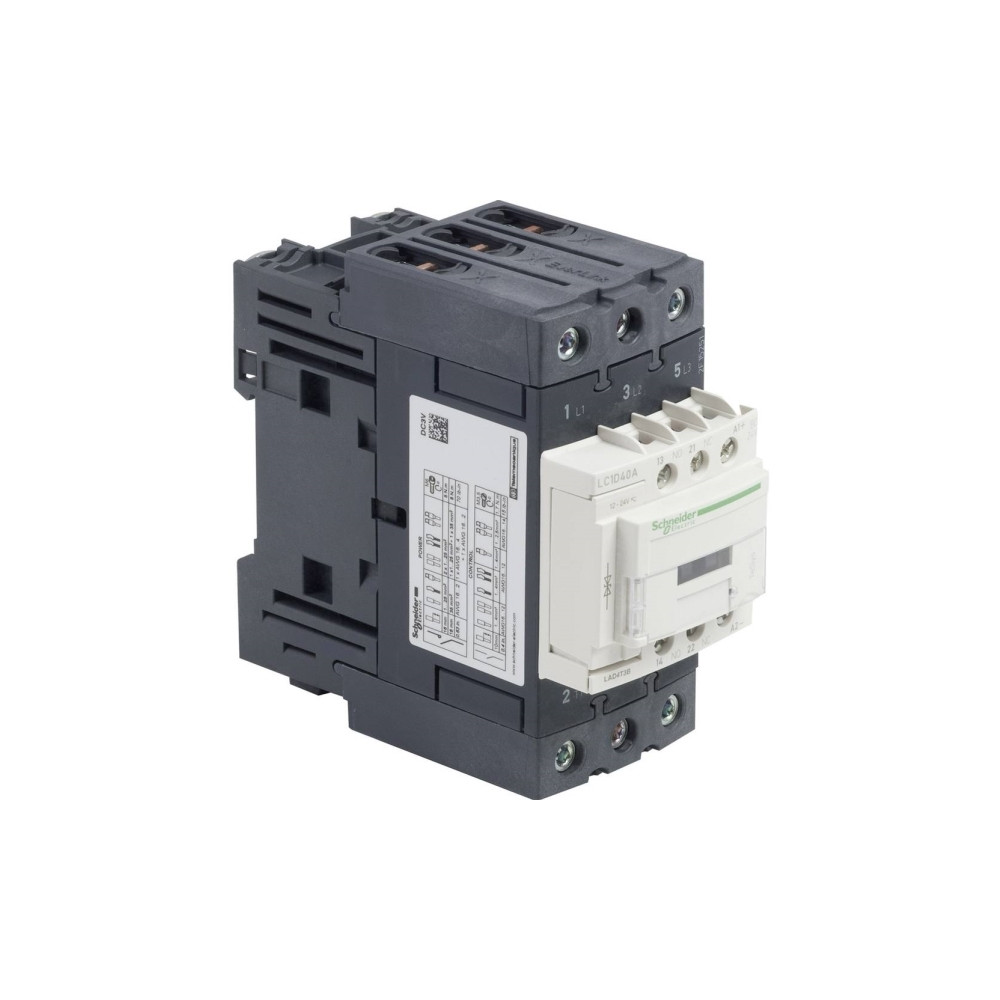 Produktbild för SCHNEIDER ELECTRIC Contactor 18,5kW, 400V AC, 40A vid AC3, 3...