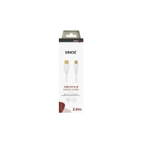 Produktbild för Sinox SOC04102, 2 m, USB A, USB B, USB 2.0, 0,48 Gbit/s, Vit