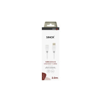 Produktbild för Sinox SOC04302, 2 m, USB A, USB A, USB 2.0, 0,48 Gbit/s, Vit