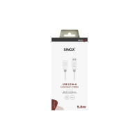 Produktbild för Sinox SOC04305, 5 m, USB A, USB A, USB 2.0, 0,48 Gbit/s, Vit