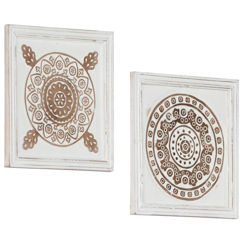 Produktbild för Konst Dekor 2 pcs Brun och vit 40 x 40 x 1,5 cm Konstruerat trä