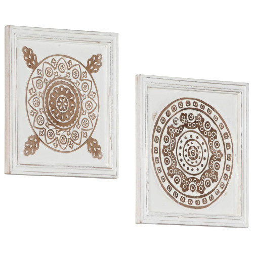 vidaXL Konst Dekor 2 pcs Brun och vit 40 x 40 x 1,5 cm Konstruerat trä