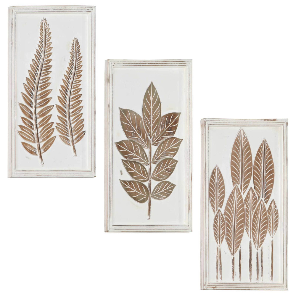 Produktbild för Konst Dekor 3 pcs Brun och vit 40 x 40 x 1,5 cm Konstruerat trä