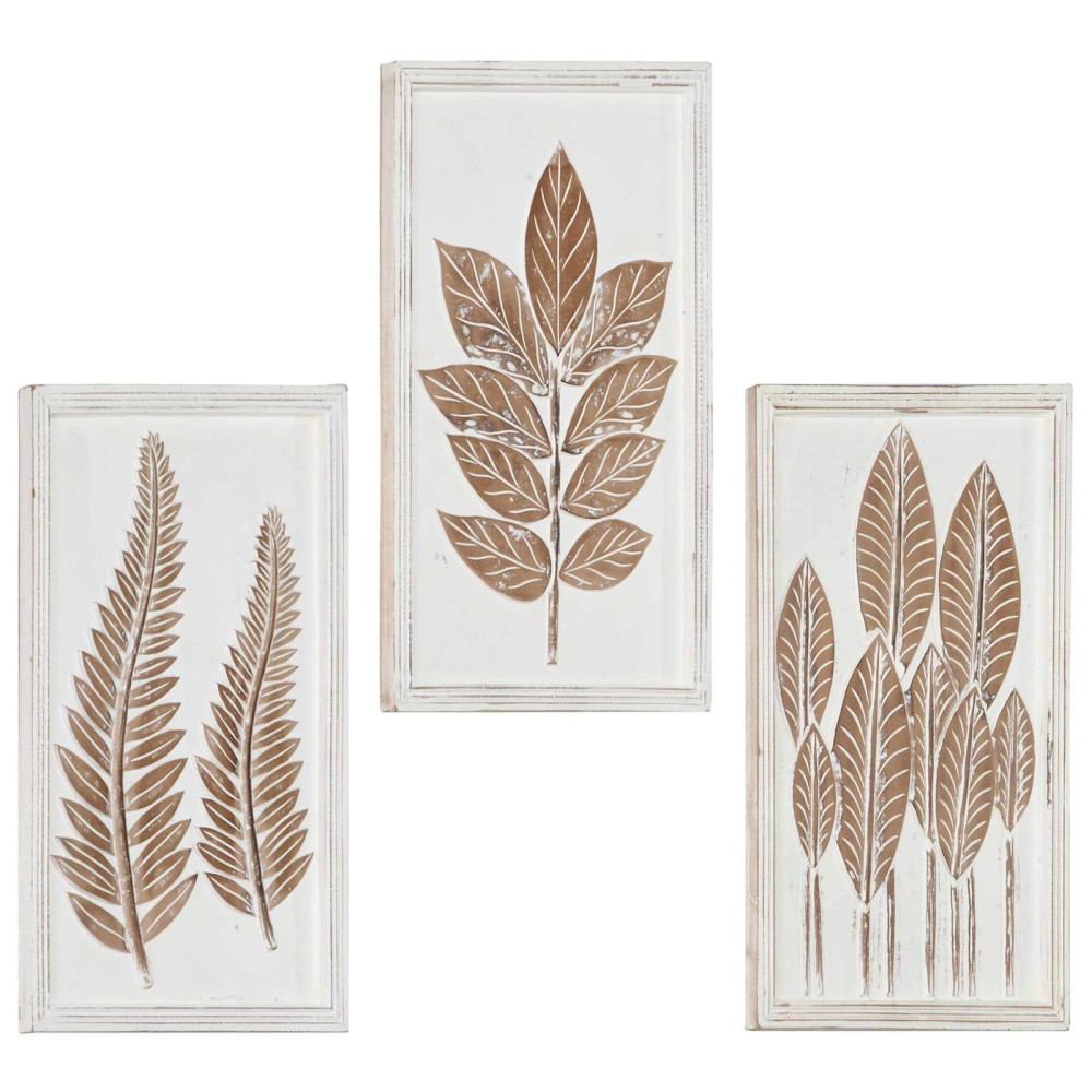 Produktbild för Konst Dekor 3 pcs Brun och vit 40 x 40 x 1,5 cm Konstruerat trä