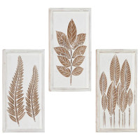 Produktbild för Konst Dekor 3 pcs Brun och vit 40 x 40 x 1,5 cm Konstruerat trä