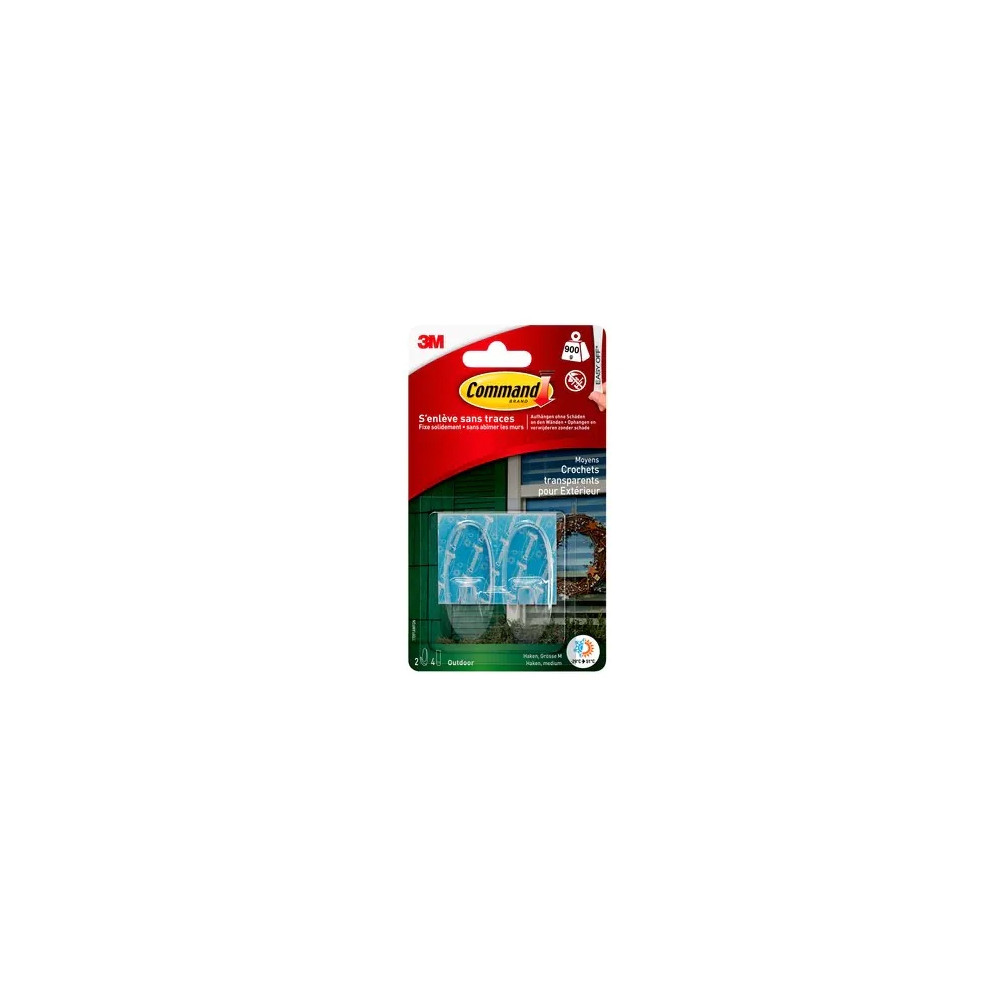 Produktbild för 3M 17091AWFGN, Utomhus, Verktygskrok, Transparent, Självhäft...