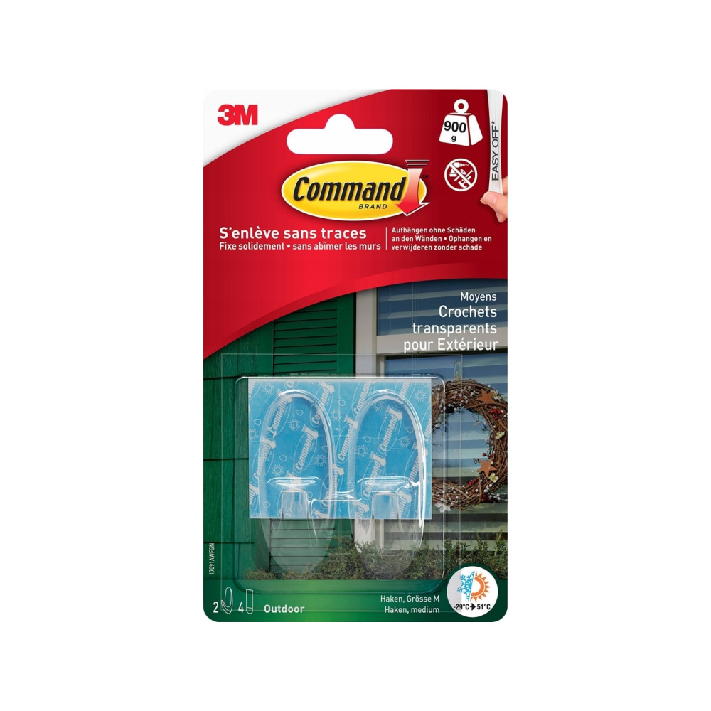 Produktbild för 3M 17091AWFGN, Utomhus, Verktygskrok, Transparent, Självhäft...