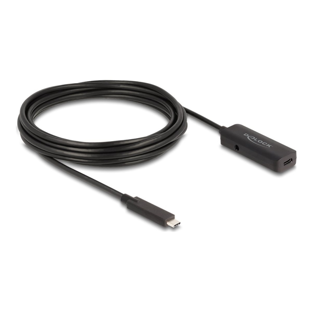 Produktbild för Delock - USB typ C-förlängningskabel - 24 pin USB-C till USB-C/DC-strömuttag - 5 m