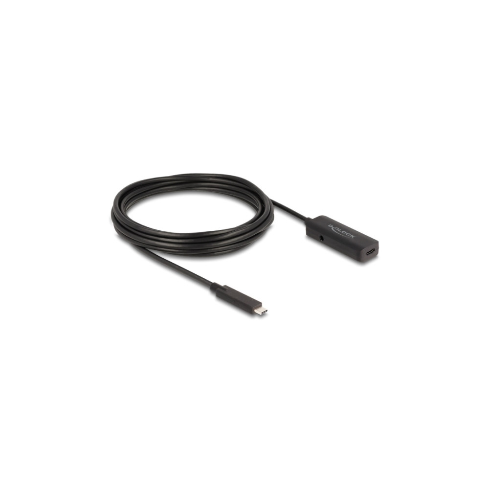 Produktbild för Delock - USB typ C-förlängningskabel - 24 pin USB-C till USB-C/DC-strömuttag - 5 m