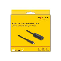 Produktbild för Delock - USB typ C-förlängningskabel - 24 pin USB-C till USB-C/DC-strömuttag - 5 m