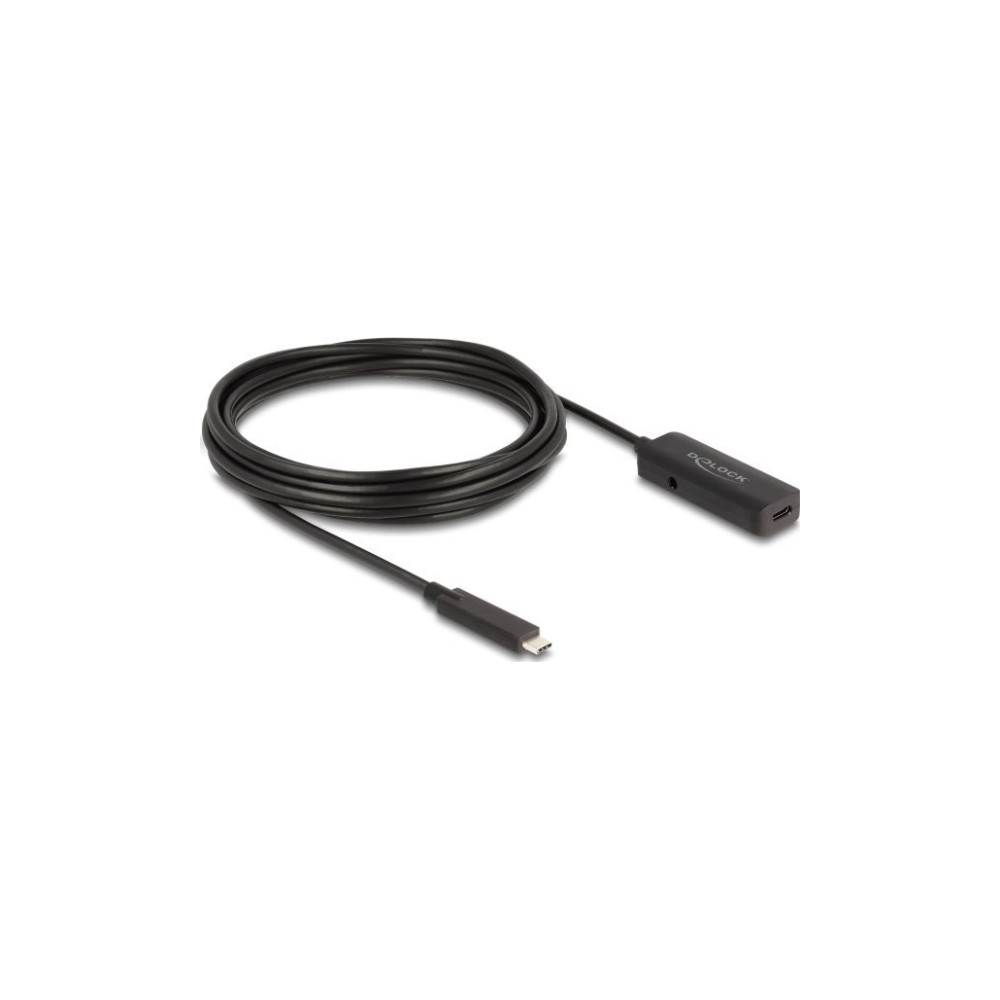 Produktbild för Delock - USB typ C-förlängningskabel - 24 pin USB-C till USB-C/DC-strömuttag - 5 m
