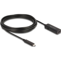 Produktbild för Delock - USB typ C-förlängningskabel - 24 pin USB-C till USB-C/DC-strömuttag - 5 m