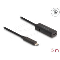 Produktbild för Delock - USB typ C-förlängningskabel - 24 pin USB-C till USB-C/DC-strömuttag - 5 m
