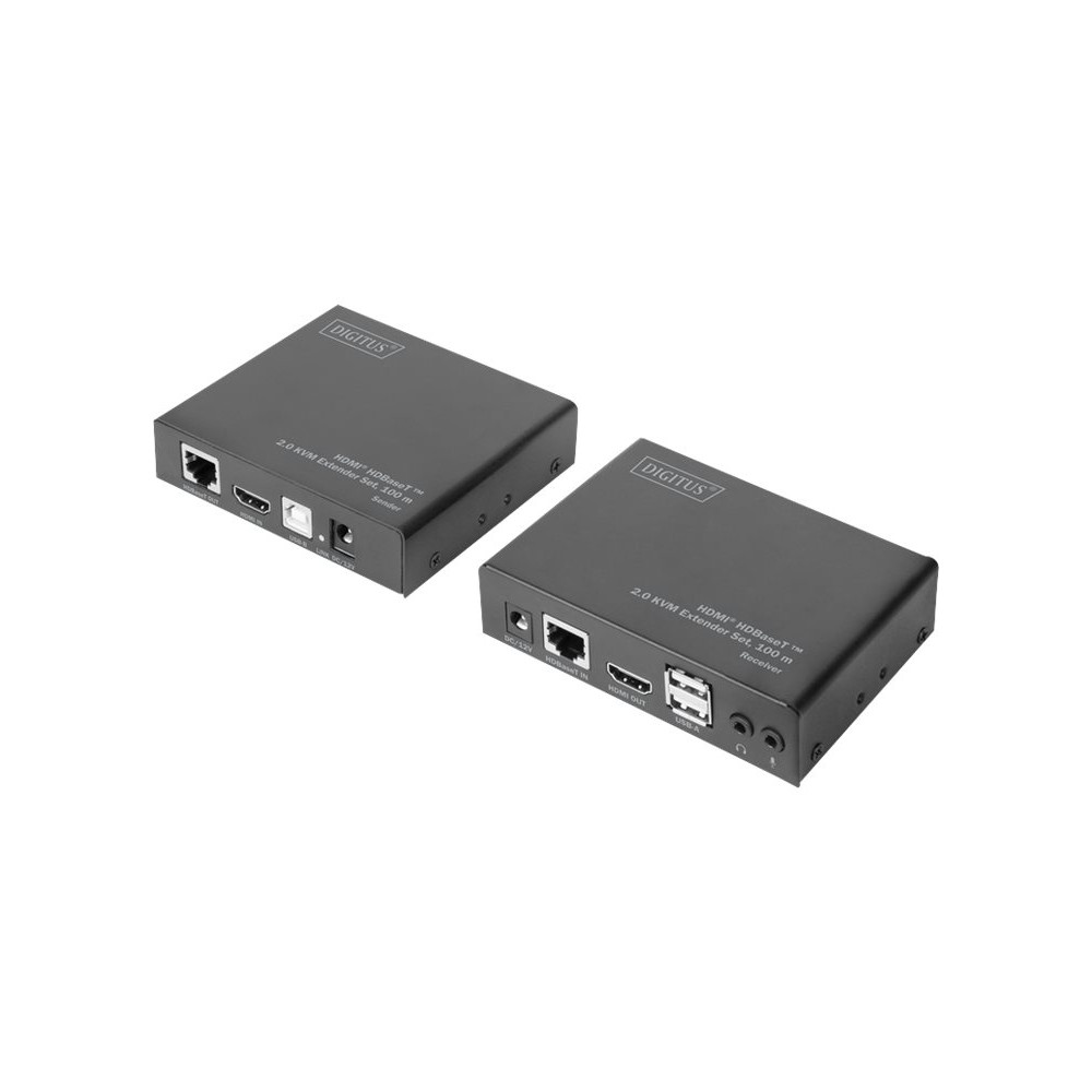 Produktbild för DIGITUS DS-55505 - Extender Set - förlängare för tangentbord/video/mus/USB - HDBaseT 2.0