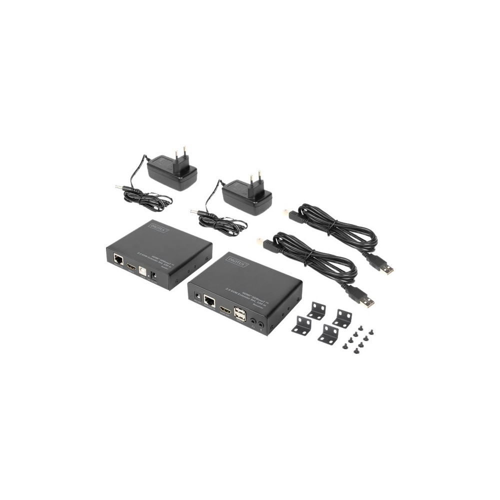 Produktbild för DIGITUS DS-55505 - Extender Set - förlängare för tangentbord/video/mus/USB - HDBaseT 2.0