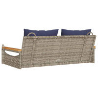 Produktbild för Gungbänk med dynor grå 109x62x40 cm konstrotting