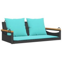 Produktbild för Gungbänk med dynor svart 109x62x40 cm konstrotting
