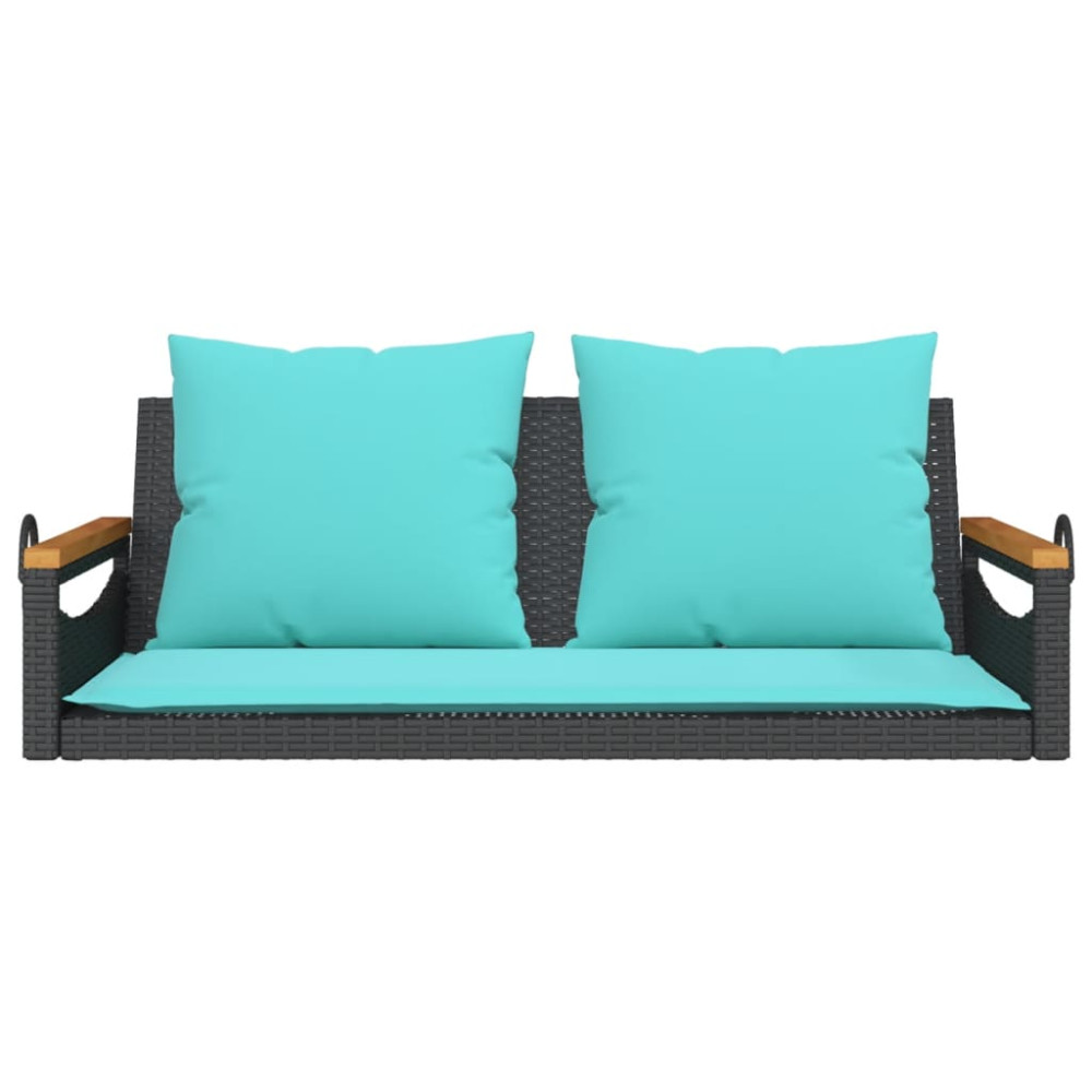 Produktbild för Gungbänk med dynor svart 109x62x40 cm konstrotting