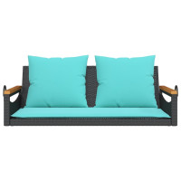 Produktbild för Gungbänk med dynor svart 109x62x40 cm konstrotting