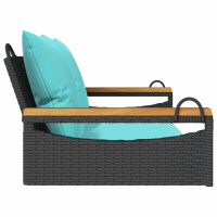 Produktbild för Gungbänk med dynor svart 109x62x40 cm konstrotting