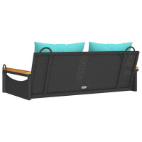 Produktbild för Gungbänk med dynor svart 109x62x40 cm konstrotting