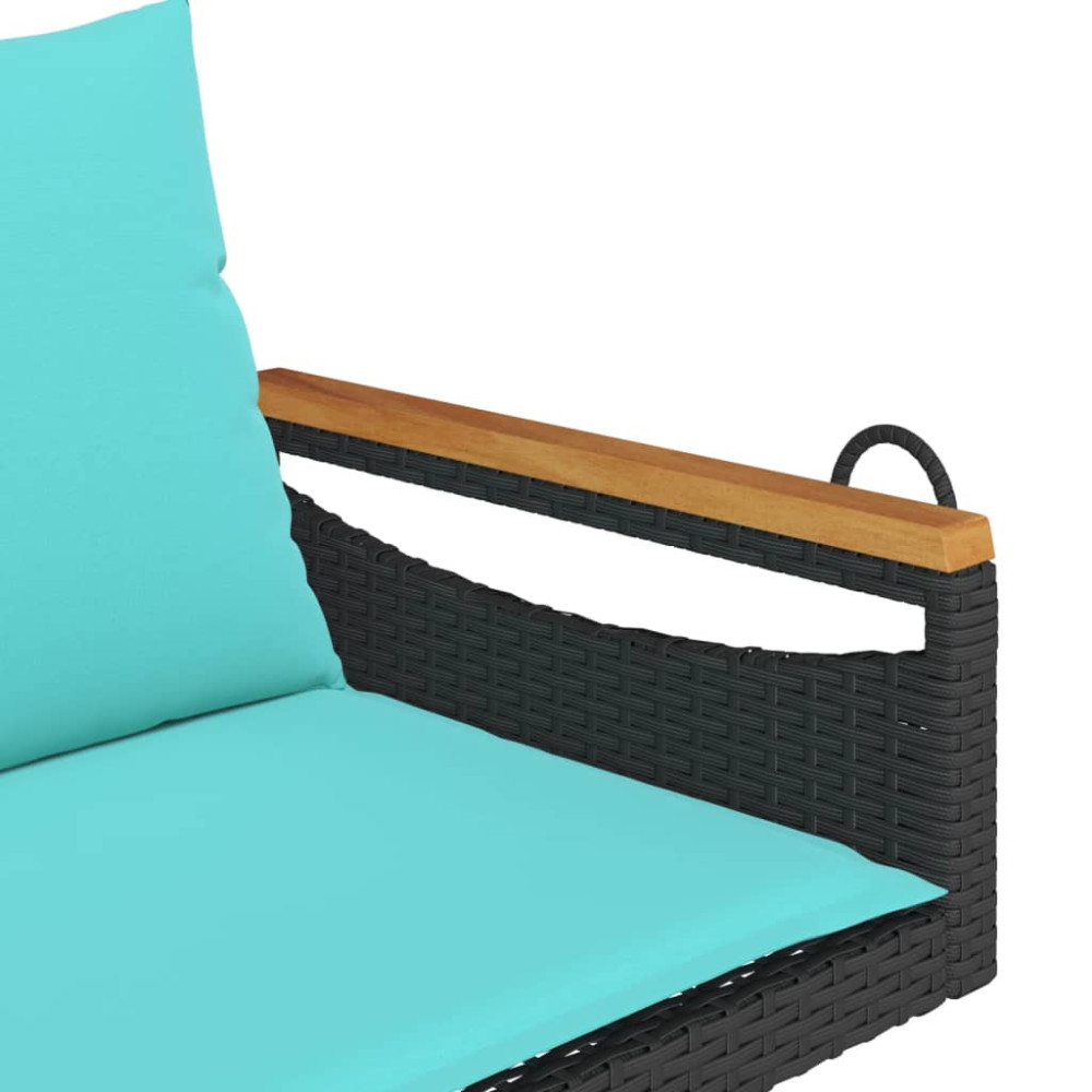 Produktbild för Gungbänk med dynor svart 109x62x40 cm konstrotting