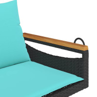 Produktbild för Gungbänk med dynor svart 109x62x40 cm konstrotting