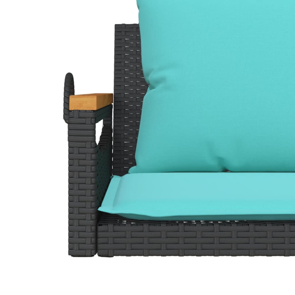 Produktbild för Gungbänk med dynor svart 109x62x40 cm konstrotting