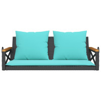 Produktbild för Gungbänk med dynor svart 109x62x40 cm konstrotting