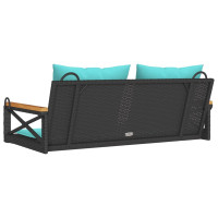 Produktbild för Gungbänk med dynor svart 109x62x40 cm konstrotting