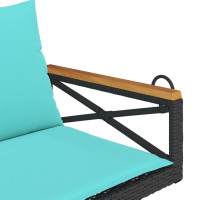 Produktbild för Gungbänk med dynor svart 109x62x40 cm konstrotting
