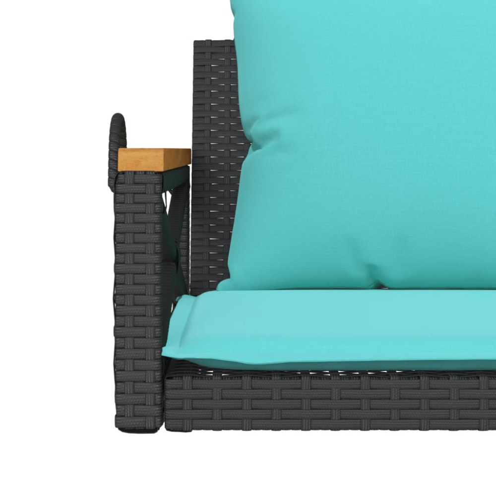 Produktbild för Gungbänk med dynor svart 109x62x40 cm konstrotting