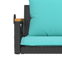 Produktbild för Gungbänk med dynor svart 109x62x40 cm konstrotting