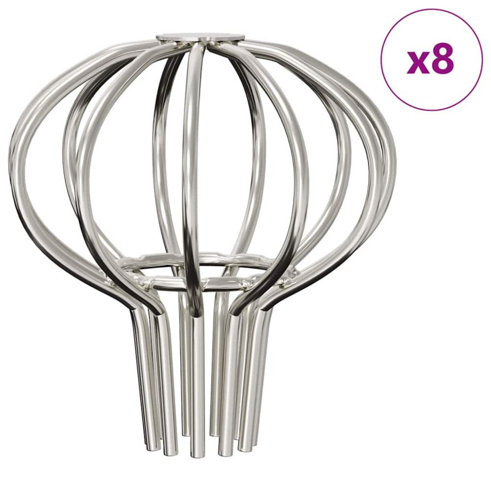 Produktbild för Takrännans lövskydd 8 pcs Silver 50 mm Rostfritt stål