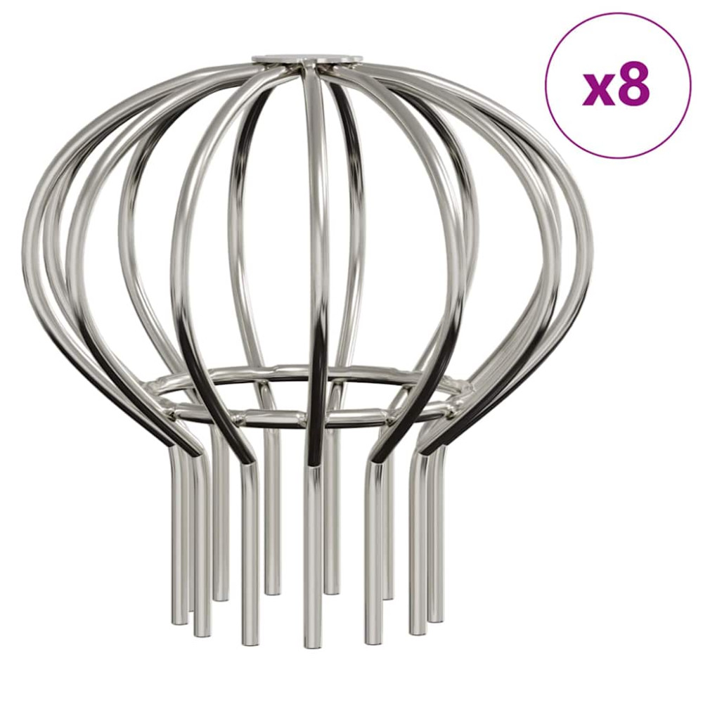 Produktbild för Takrännans lövskydd 8 pcs Silver 75 mm Rostfritt stål
