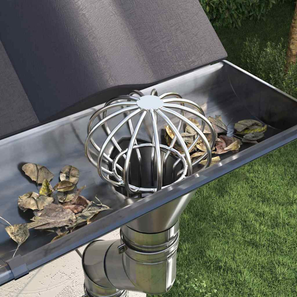 Produktbild för Takrännans lövskydd 8 pcs Silver 75 mm Rostfritt stål